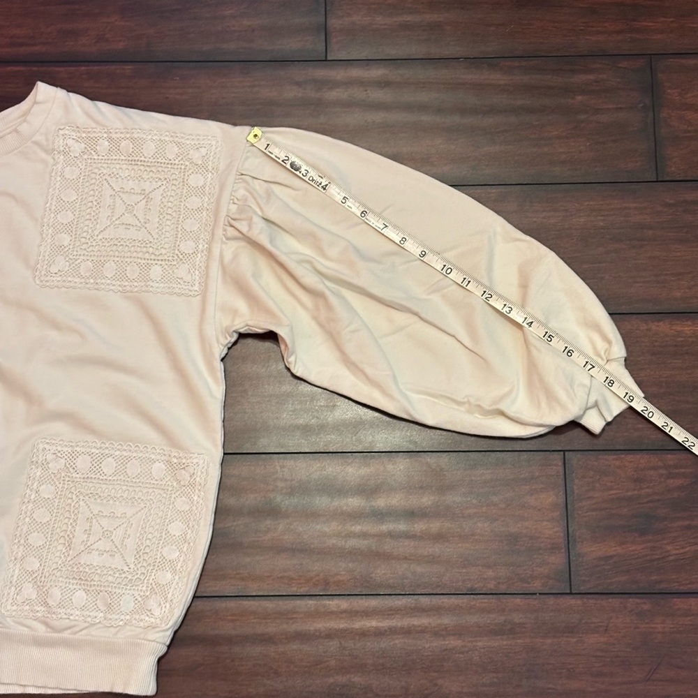 Cream Crochet Lace Patch Sweatshirt - Picture 12 of 12